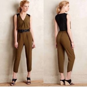 Anthropologie Olive Green Jumpsuit